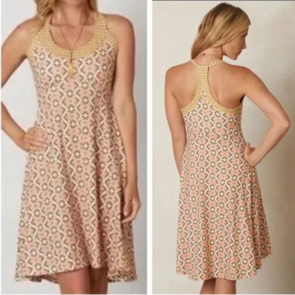 Prana Cali Safari Guava Racerback dress with built in shelf bra (1500)